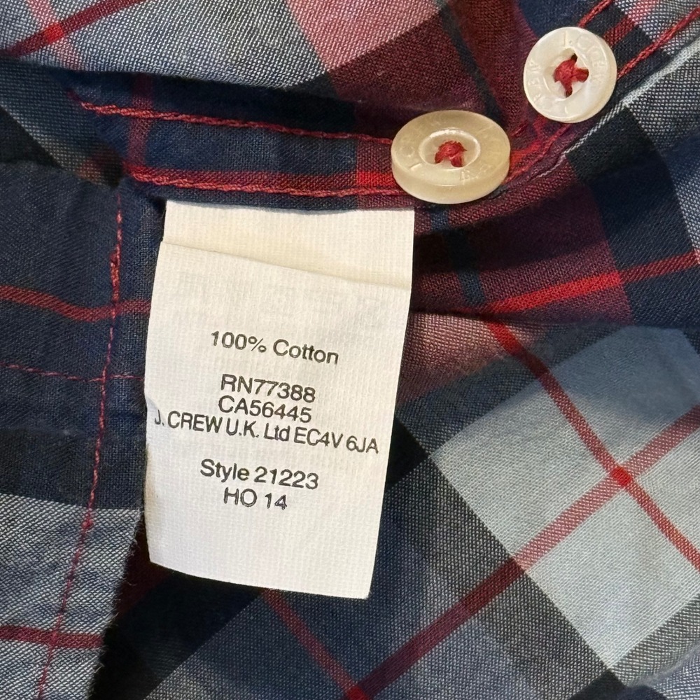 J.Crew Slim Fit Cotton Plaid Button Down Shirt Red Navy Blue Size X-Small - Picture 4 of 5
